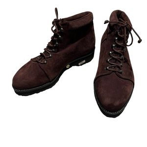 Deadstock Vintage Walter Steiger Brown Suede Lace Up Utility Combat Boots